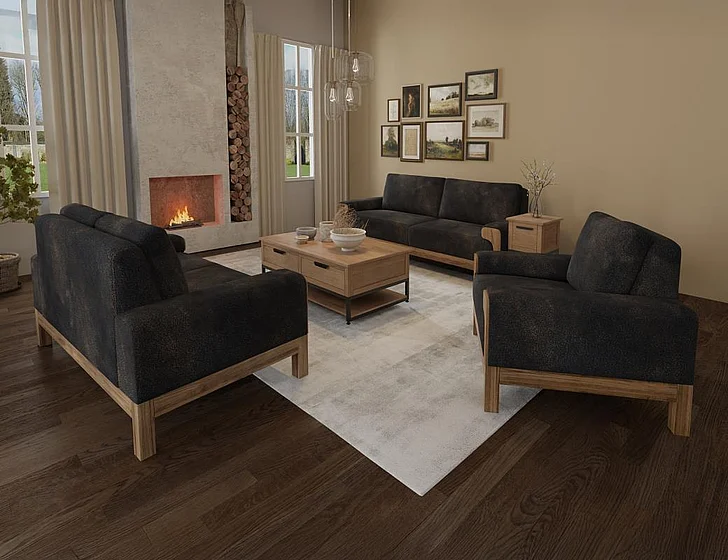 IFD Sedona 2pc Sofa Living Room Set in Black IUP966-216