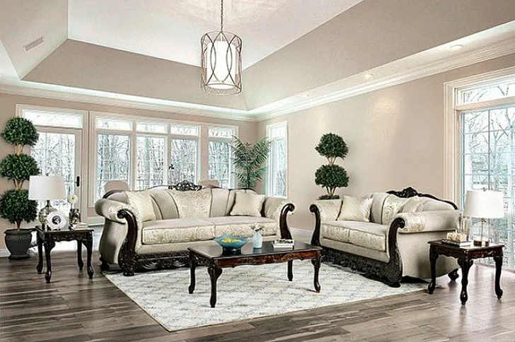 Furniture of America Newdale 2pc Living Room Set in Ivory