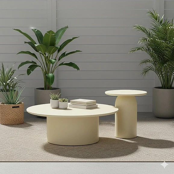LH Home Courtyard Vision 2pc Coffee Table Set in Ivory