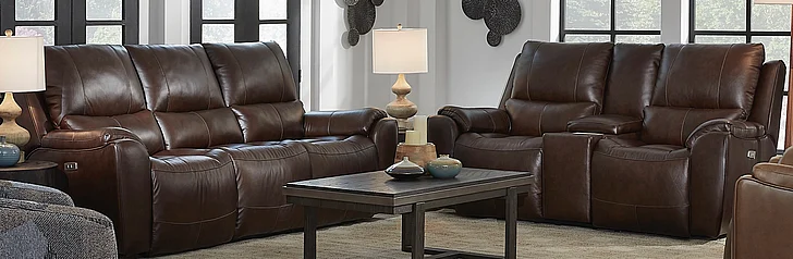 Southern Motion Westchester Double Power Reclining Sofa and Console Loveseat in Brown 371-61P,78P 991-21