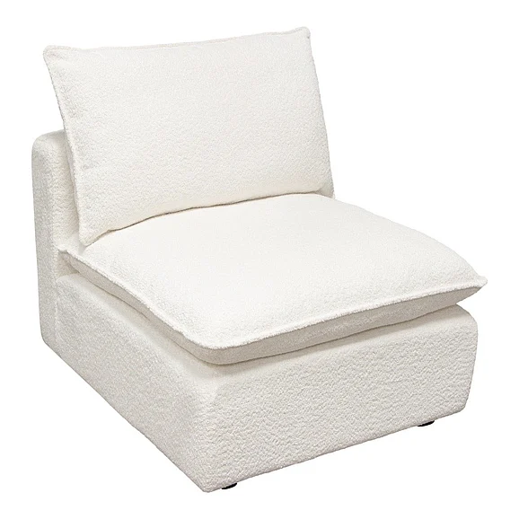 Diamond Sofa Ivy Armless Chair with Feather Down Seating in White Faux Shearling IVYACWH