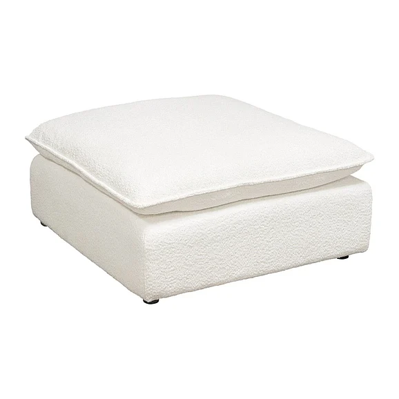 Diamond Sofa Ivy Ottoman with Feather Down Seating in White Faux Shearling IVYOTWH