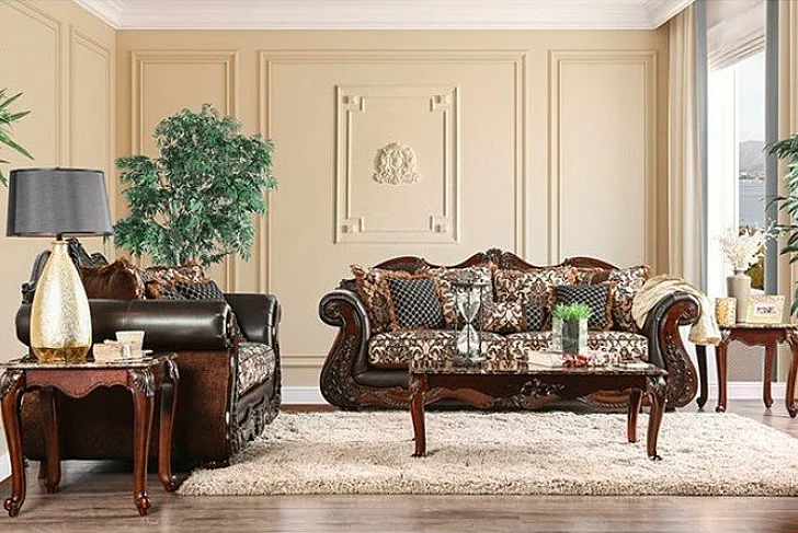 Furniture of America Jamael 2pc Living Room Set in Brown/Espresso