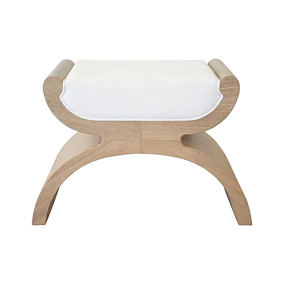 Worlds Away Janna Curved Base Stool in Cerused Oak JANNA CO