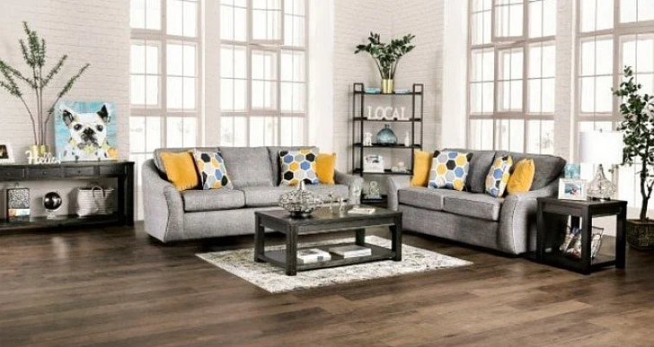 Furniture of America Jarrow 2pc Living Room Set in Light Gray