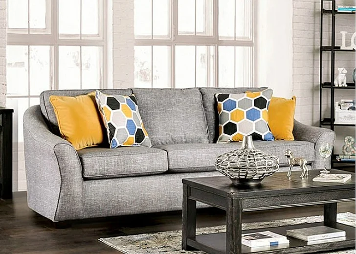 Furniture of America Jarrow Sofa in Light Gray SM8001-SF