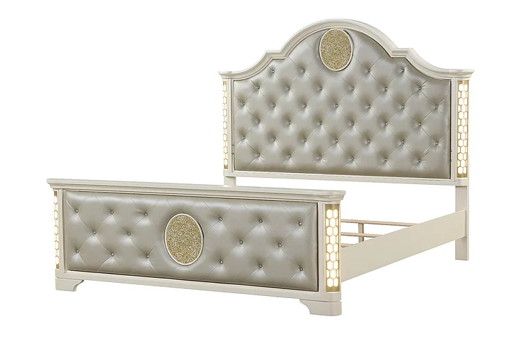 Galaxy Home Jasmine King Bed in with LED in Beige 659436062214