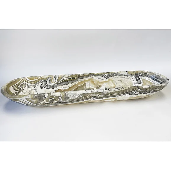 Bethel Large Mixed Amber Canoe Shaped Onyx Bowl JCZ128523