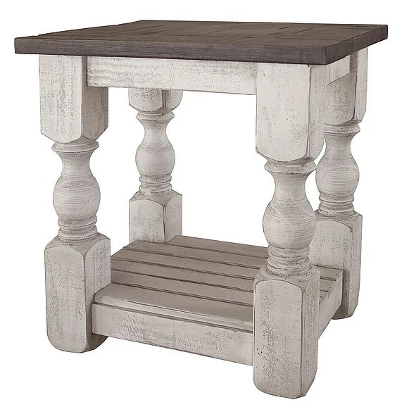 IFD Stone Chair Side Table in Antique and Weathered Gray IFD469CST