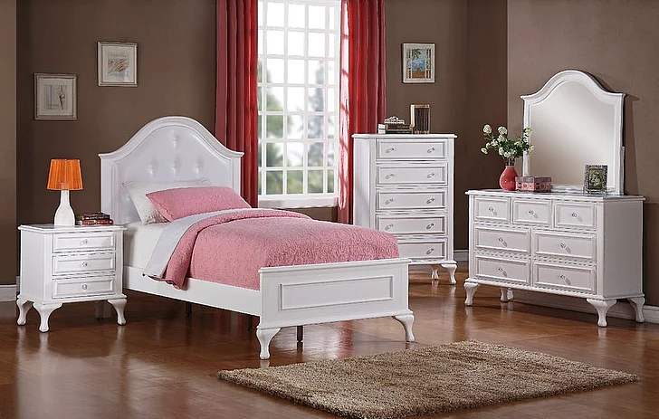 Elements International Jesse 2-Piece Panel Bedroom Set in White