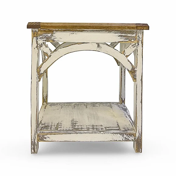 Split Nickel Arche End Table Jes White Jes Sandstone Top MIC-ARCHE-ET | A3JWS2