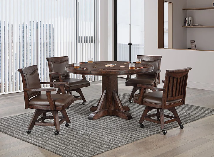 ECI Gettysburg 5pc Pub Game Table Set in Dark Distressed