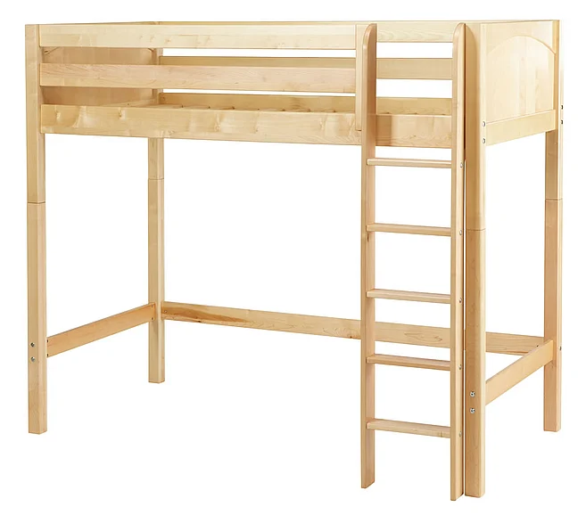 Maxtrix Bare Bone Twin Size High Loft (2 x LOW) Panel Bed with Straight Ladder in Natural JIBJAB NP