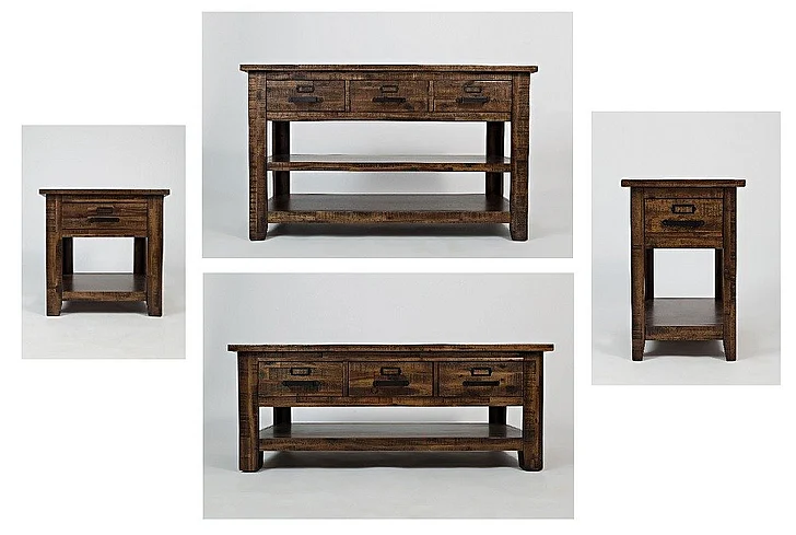 Jofran Cannon Valley 5pc Rectangular Coffee Table Set in Dark Brown