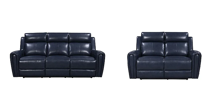 Leather Italia USA Jonathan P1 2pc Living Room Set in Blue