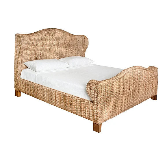 Worlds Away Winged Bed in Natural Water Hyacinth King Size JOVI KING