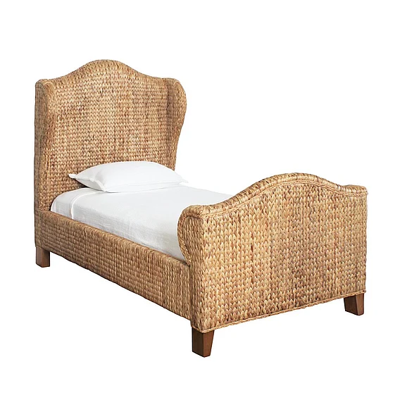 Worlds Away Winged Bed in Natural Water Hyacinth Twin Size JOVI TWIN