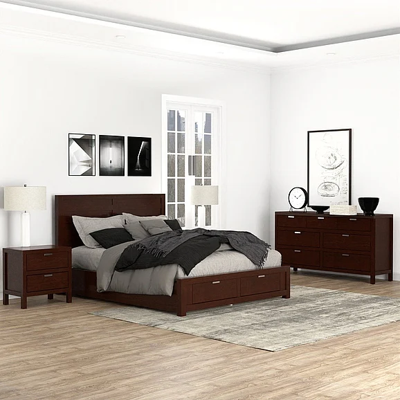 Alpine Furniture Carmel 4-Piece Storage Bedroom Set in Cappuccino