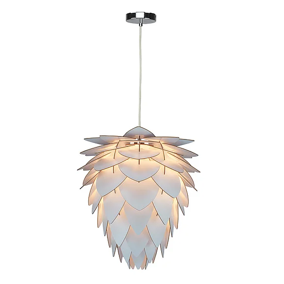 Bethel White Wood Frame Artichoke Ceiling Fixture JU02C19WH