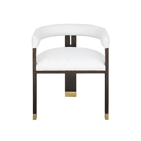 Worlds Away Modern Wooden Accent Chair w/ White Linen JUDE ES