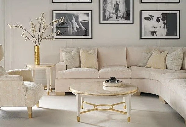 Theodore Alexander Judith Leiber Couture 2pc Round Occasional Living Room Set in Solstice