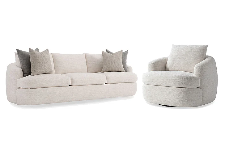 Bernhardt Living Jules 2pc Fabric Living Room Set in Cream