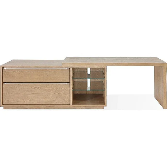 Modus Furniture One Live Edge Executive Desk in White Oak and Glass JVLH12