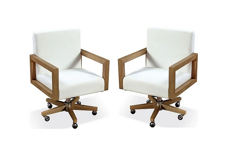 Modus Furniture One Wood Frame Home Office Chair in Solid Wood and White Canvas JVLH17 (Set of 2)