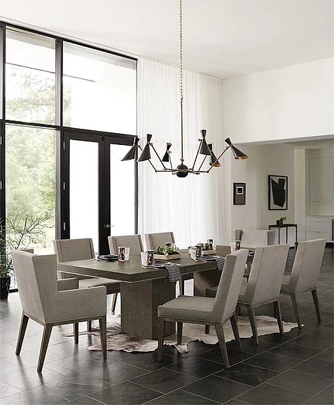 Bernhardt Linea 7pc Rectangular Dining Set in Cerused Charcoal - SET A