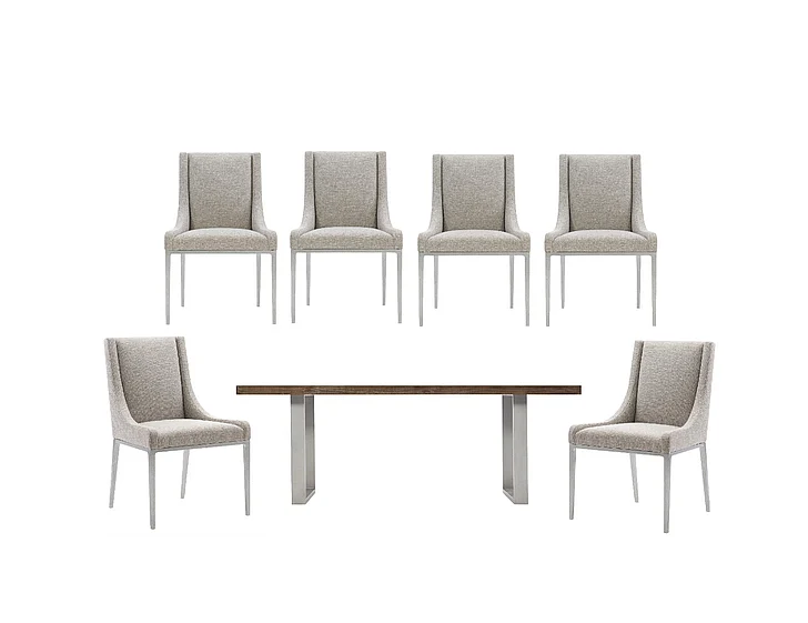 Bernhardt Logan Square 7pc Draper Rectangular Dining Room Set in Sable Brown - SET B