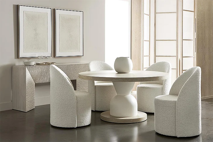 Bernhardt Solaria 5pc Round Dining Table in Dune/Fossil - SET A