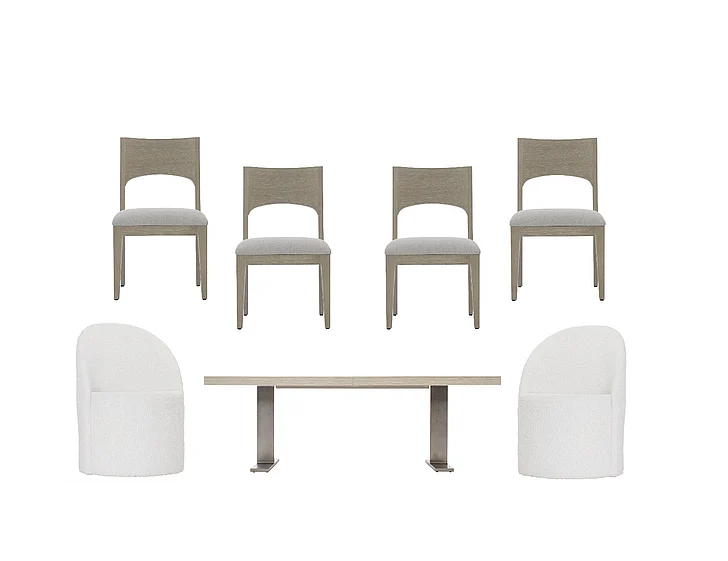 Bernhardt Solaria 7pc Rectangular Dining Table in Dune/Fossil - SET A
