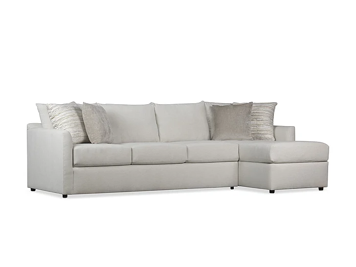 Klaussner Cozy Atlanta 2 Piece Sectional (LAF Sofa Sleeper and RAF Chaise) in Beige