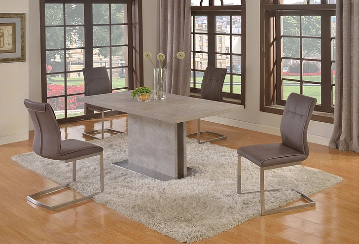 Chintaly Kalinda 5pcs Bufferfly Extension Laminated Dining Table Set in Grey KALINDA-DT-SET