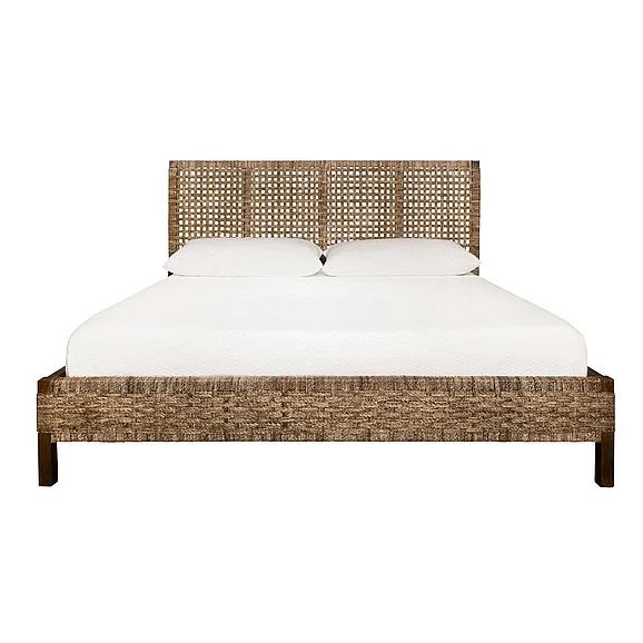 Worlds Away Seagrass Bed w/ Wrapped Headboard King Size KARINA KING