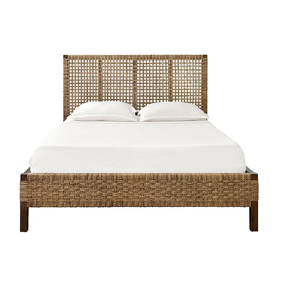 Worlds Away Seagrass Bed w/ Wrapped Headboard Queen Size KARINA QUEEN
