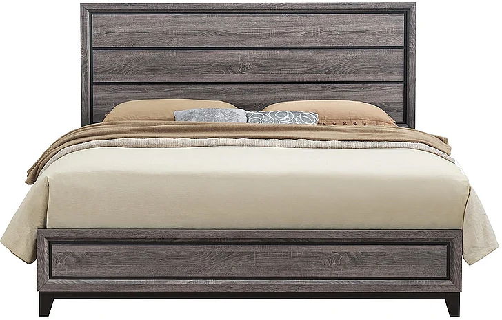 Global Furniture Kate King Panel Bed in Foil Grey