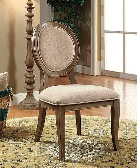 Furniture of America Kathryn Side Chair in Rustic Oak/Beige CM3872SC-2PK (Set of 2)