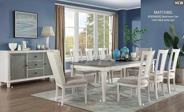 ACME Katia 7pc Rectangular Dining Room Set in Gray