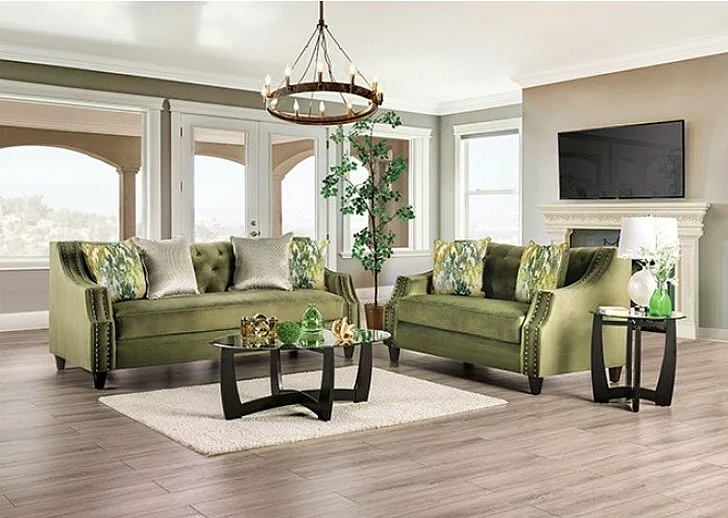 Furniture of America Kaye 2pc Living Room Set in Green