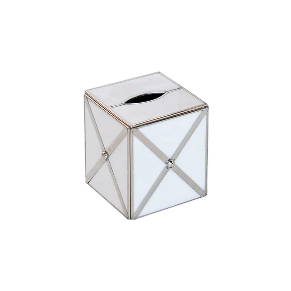 Worlds Away Kleenex White Glass Xhatch KBCLARO