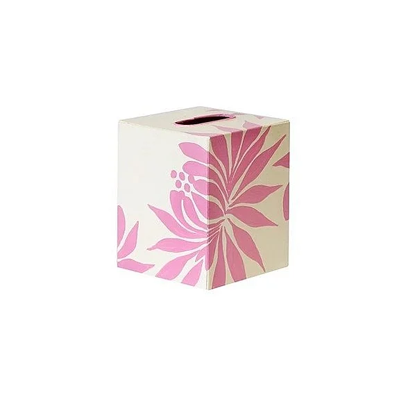 Worlds Away Kleenex Box in Cream Hot Pink Dahlia KBDAHLIAP
