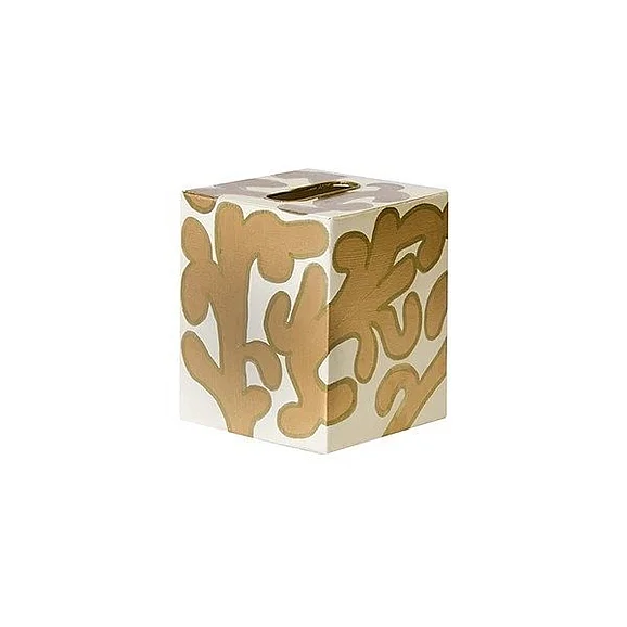 Worlds Away Kleenex Box in Gold and Cream KBJANEG