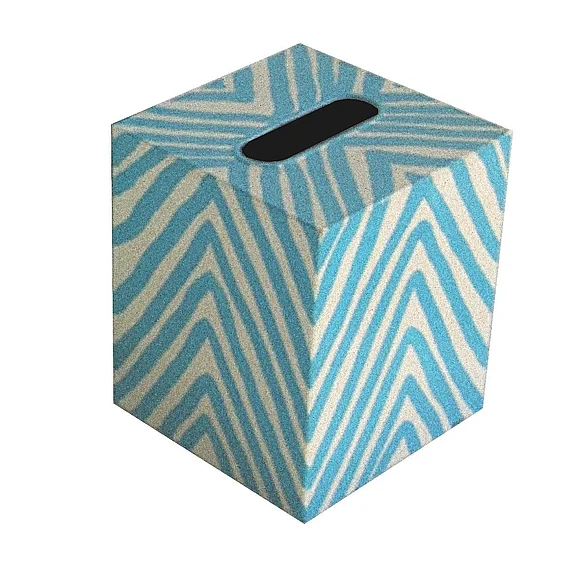 Worlds Away Kleenex Zebra Turquoise & Cream KBZET