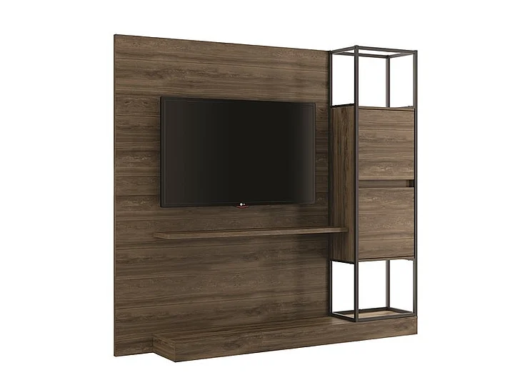 Casabianca Home Noa Tall Entertainment Center in Dark Brown Oak Melamine KD-B180BO