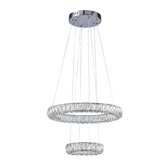 Bethel Double Clear Crystal Halo Ring Chandelier KD09