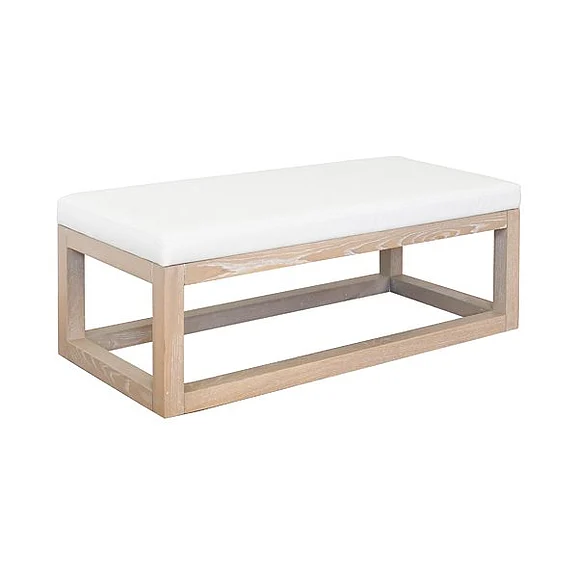 Worlds Away Kenneth Rectangle Bench in Cerused Oak KENNETH CO BENCH