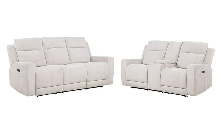 Coaster Kennett 2pc Power Reclining Living Room Set in ivory