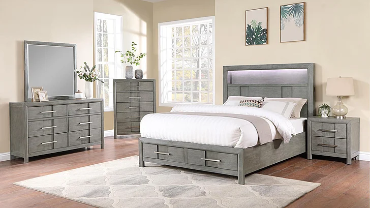 Galaxy Home Kenzo 2pc Bedroom Set in Gray