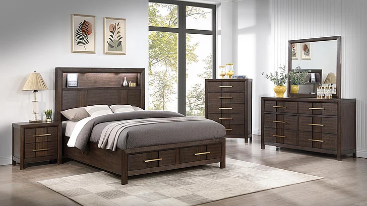 Galaxy Home Kenzo 2pc Bedroom Set in Brown